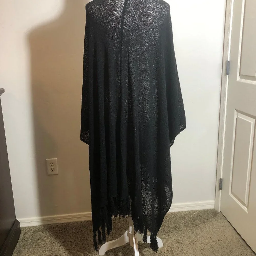 Timeless Warmth: Vintage Black Fringe Wrap by Amiee Lynn Inc. (RN#95304) – 41